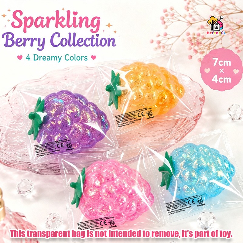 Pearl Grape Squeeze Relax Toy, Shiny Fruit-Shaped